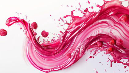 Raspberry swirl wave illustration, rich and tantalizing raspberry swirl wave on a white backdrop.