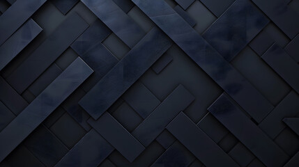 A sleek, geometric pattern of intersecting lines and angles in shades of deep charcoal and midnight blue - obrazy, fototapety, plakaty