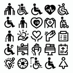 outline disability set icon silhouette vector illustration white background