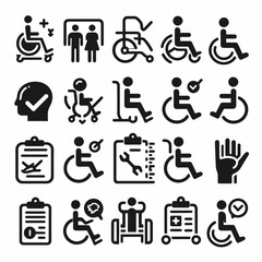 outline disability set icon silhouette vector illustration white background