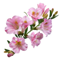 Pink Freesia Flower isolated on transparent background