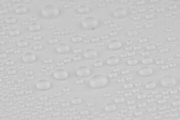 Water drops texture background. Shiny water drops on white surface.