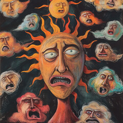 Sun Man Human Face, Surreal