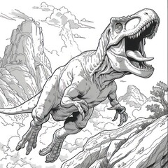 tyrannosaurus drawing Coloring book page
