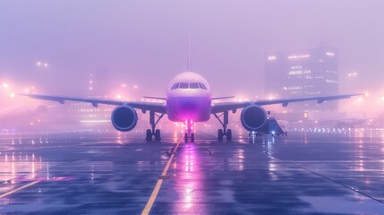 Airplane parked on the runway, ready for its next journey.