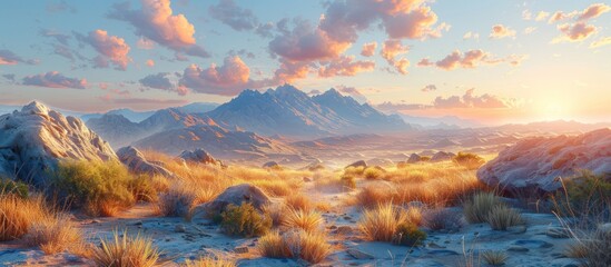 desert rock view at sunset