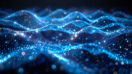 An engaging abstract representation of a digital wave of growth, where multiple layers of blue-toned digital numbers form a sweeping wave.