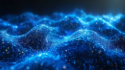 Capture the essence of dynamic economic expansion with a graphical wave made of digital numbers in a gradient of blues.