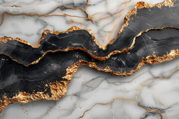 A close-up of marble with gold veins, showcasing the intricate patterns and textures that make it an iconic material for interior design. Created with Ai