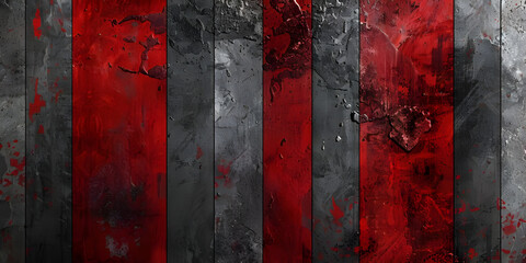 Gritty Elegance: Abstract Banner with Dark Red and Grey Grunge Stripes, Urban Fusion: Dark Red and...