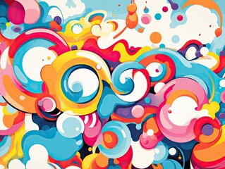 Obraz premium Vivid hues dance, composing a vibrant backdrop in captivating illustration.