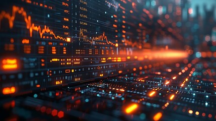 Obraz premium Immerse yourself in the burgeoning world of cryptocurrencies with a design that integrates stylized digital coins and blockchain code snippets into a cohesive background.