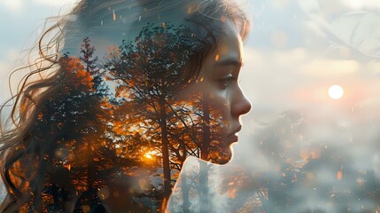 Reflection and Celebration: A Visual Dichotomy in Double Exposure - obrazy, fototapety, plakaty
