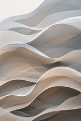 Warm taupe and cool grey abstract waves, balanced and neutral, suitable for minimalist interior design
