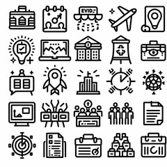 outline event planning set icon silhouette vector illustration white background