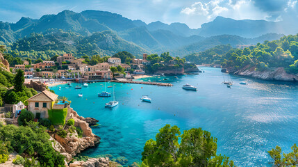 The Bucht of Port de Soller is located in the middle of Spain