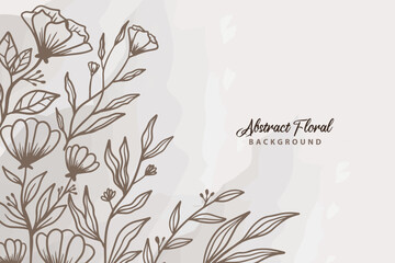 Rustic floral background with hand drawn leaves and flower pattern