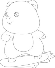 Hamster Snowbaord Winter sports Animal Vector Graphic Art Illustration