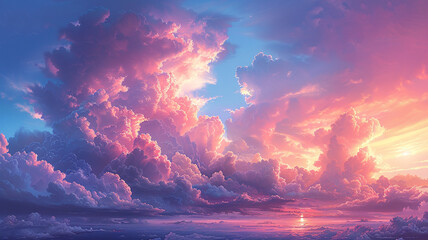 Soft pastel clouds drifting lazily in a sky painted with the colors of dawn.