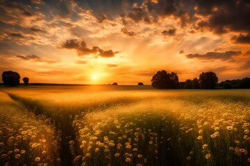 sunset in the field