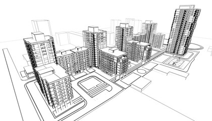 modern architecture housing 3d rendering