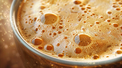 Obraz premium Frothy Cappuccino Art: Close-Up of Textured and Frothy Cappuccino Art in Coffee Mug