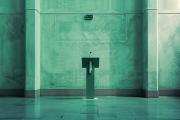 empty podium, green room, 