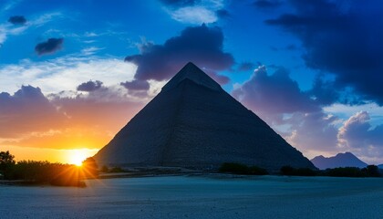 photo landscape of pyramid at sunset