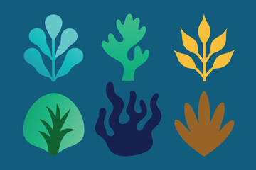 Sea Weed Icons Set vector design