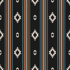 Western aztec geometric stripes pattern. Vector aztec geometric colorful stripes seamless pattern southwestern style. Ethnic geometric pattern use for fabric, textile, home decoration elements, etc.
