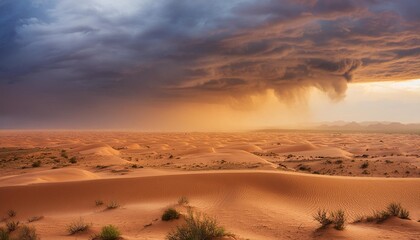 dramatic sand storm in desert background digital art