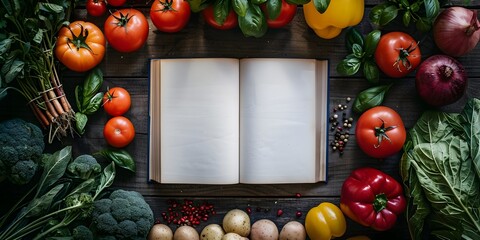Budget Friendly Cookbook for Financial Growth Healthy Produce and Meal Planning on Rustic Wooden Table