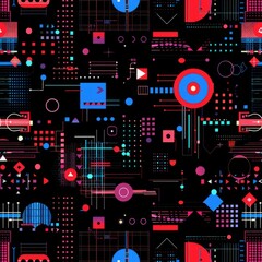 Obraz premium Seamless pattern with bright colorful chaotic lines