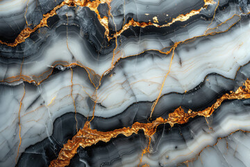 3d wallpaper, grey marble texture with golden cracks. Created with Ai