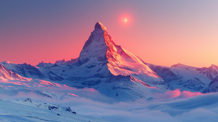 A panoramic view of the majestic peak of Martinshauten in Zermatt. Created with Ai