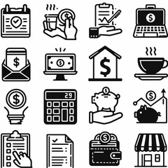 outline personal finance set icon silhouette vector illustration white background