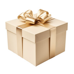 Gift box with ribbon on isolated transparent background PNG cut out clipart.
