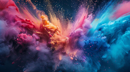 Experience the explosive burst of colors, colliding and mingling to create a vibrant gradient wave.