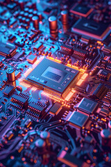 A Close-up of Silicon Microprocessor - The Heart of Computing Devices - obrazy, fototapety, plakaty