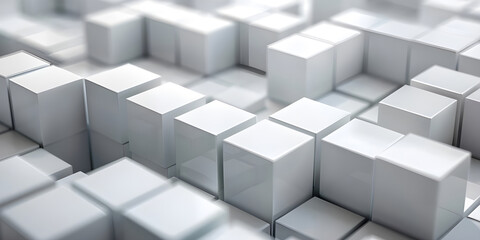 Cube Composition: White Boxes in a Minimalist Arrangement, Block Background: White Cubes for a Clean and Modern Look-Ai-generated