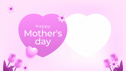Happy Mother's Day Digital banner with pink flowers hearts and has space for writing. Happy Mother's Day  card flower design, Postcard, social media banner, website banner, background