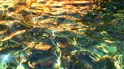 Shimmering Pool Water: Close-Up of Glittering and Textured Pool Water with Reflections