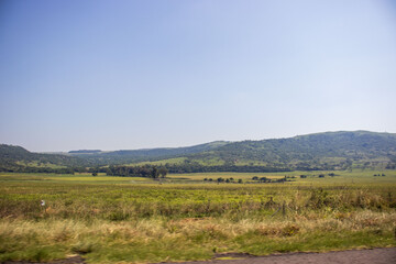 Fototapeta na wymiar Roadside view on the N3 Highway towards Kwa Zulu Natal from Johannesburg