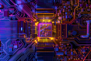 A Close-up of Silicon Microprocessor - The Heart of Computing Devices - obrazy, fototapety, plakaty