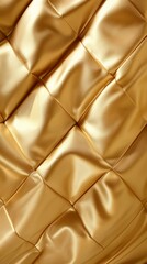Shiny gold tufted leather texture with buttoned details. Luxury upholstery design for fashion and interior