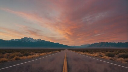 Empty paved road at sunset
