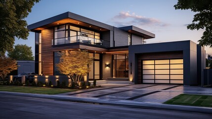 Luxury and modern new house or villa in industrial style design.