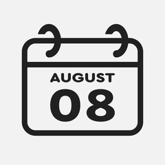 Icon page calendar day - 8 August