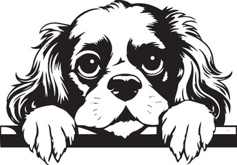 Cavalier King Charles Spaniel Dog Peeking Silhouette Vector