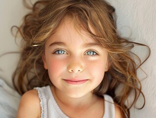 Stunning high resolution photos of a beautiful five year old girl with fantastic eyes looking into the camera